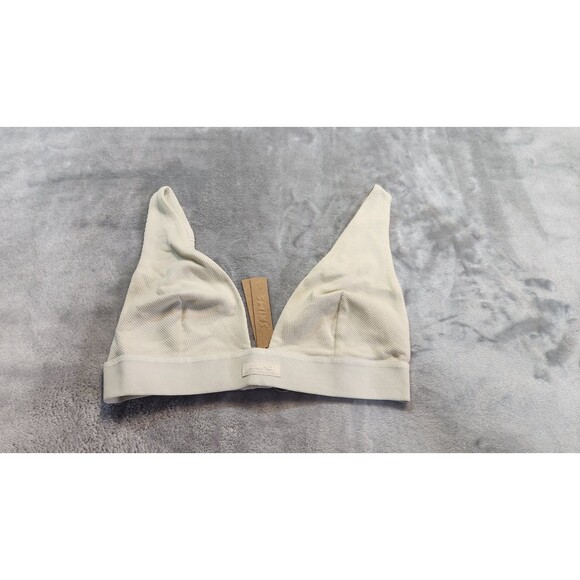 NWT SKIMS Medium Bone Cotton Rib Plunge Bralette BR-PLG-0037 - Picture 3 of 6
